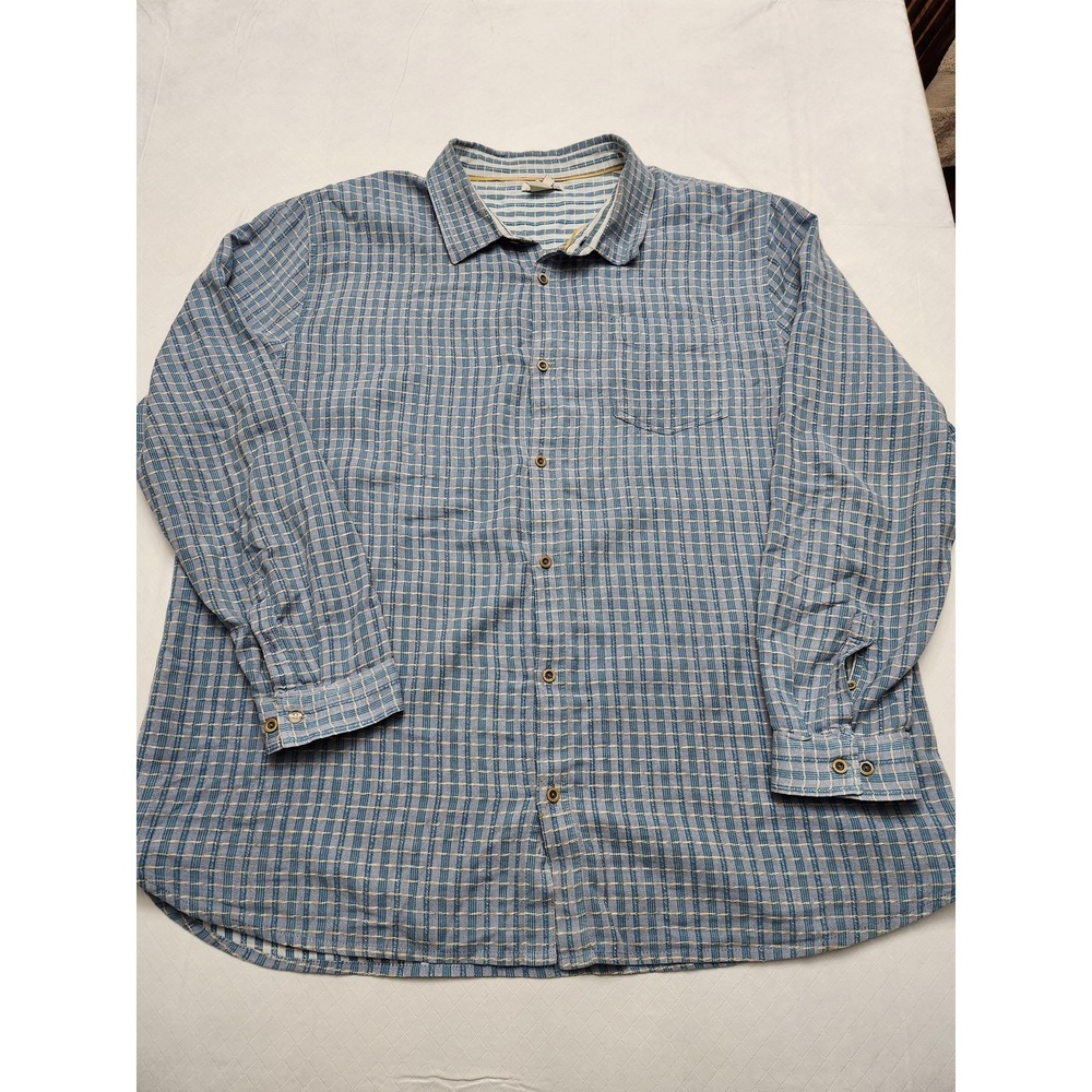 Carbon 2 Cobalt Shirt Mens 2XL Blue Plaid Cotton Long Sleeve Button Up Casual